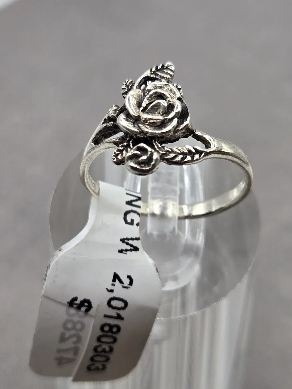 Sterling Silver Ring Grunge Rose Roses size 7 Fairy Boho Dainty Delicate 925